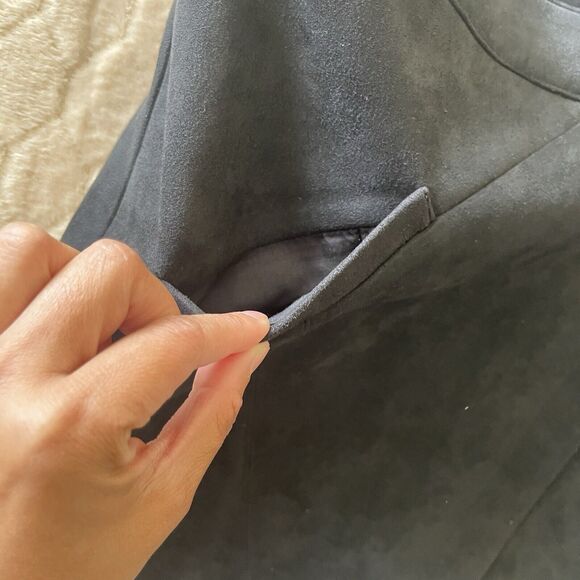 NWT-William B Asymmetrical‎ Hem Eco Black Suede Mini Skirt Sz S MSRP $62 - Picture 9 of 16